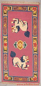 Tibet Teppich - zwei Schneelöwen.