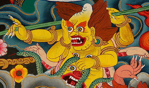 Yellow Demon Attacking Buddha.