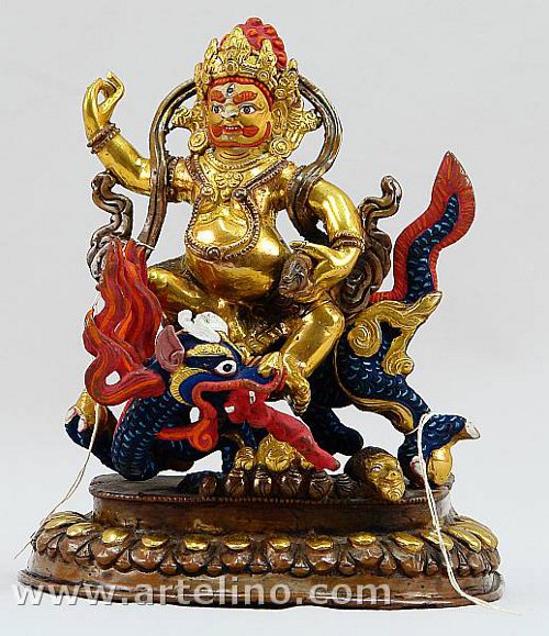 Jambhala auf einem Drachen - Newari Statue.
