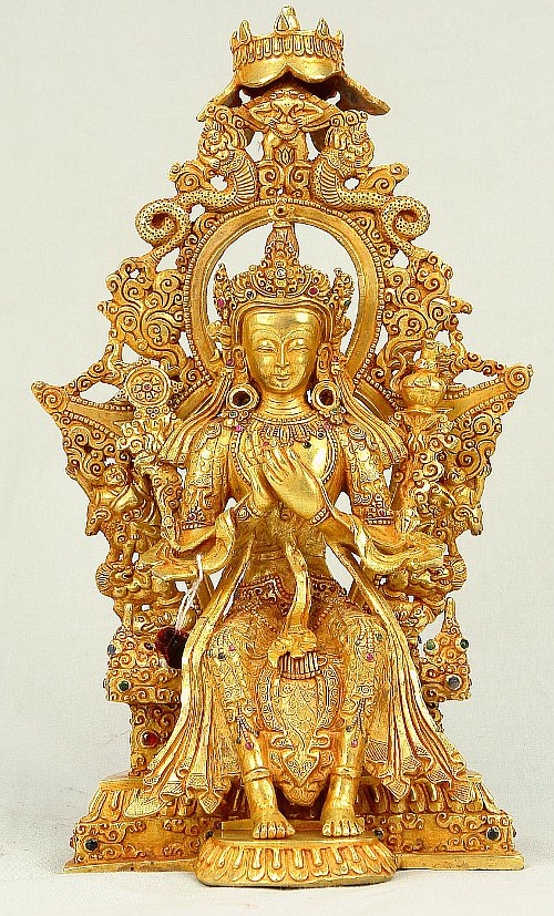 Maitrey Buddha in sitzender Haltung.