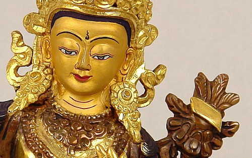 Manjushri - Detail with book on lotus.