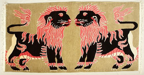 Two snow lions - Tibetan carpet.