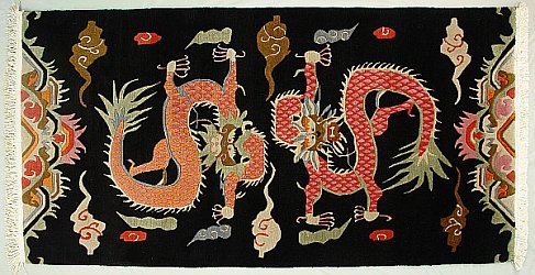 Traditional Tibetan Rug with Dragon Design
