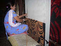 Tibetan rug on the loom.