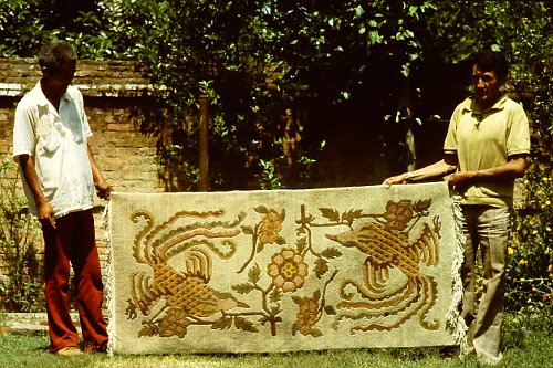 Tibetan rug with natural background and vegetable dyes.