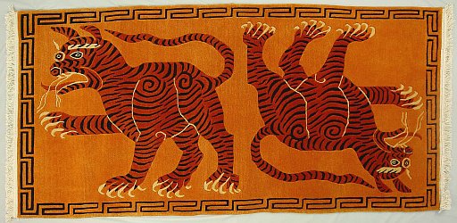 Tibetan Rug of Two Tigers