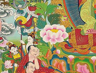 Buddha Leben Thangka - im Detail.